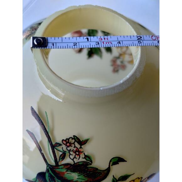 4 Vtg Transfer Flowers Glass Lamp Shade Yellow Roses Chimney Hurricane Electric - Picture 7 of 9